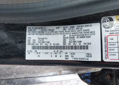 2014 Ford Fiesta St z USA, uszkodzony, nr VIN 3FADP4GX6EM171370